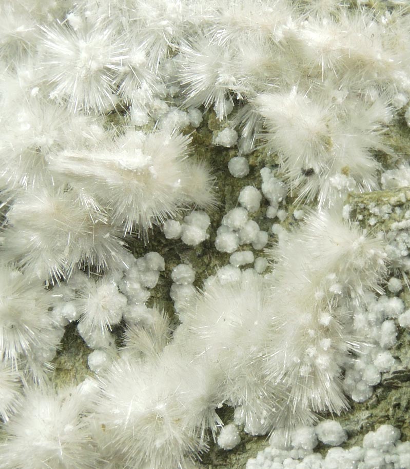 Detail view of mineral Artinite and Hydromagnesite for sale from Spring Street at Medford Road, Staten Island, New York City, Richmond County, New York