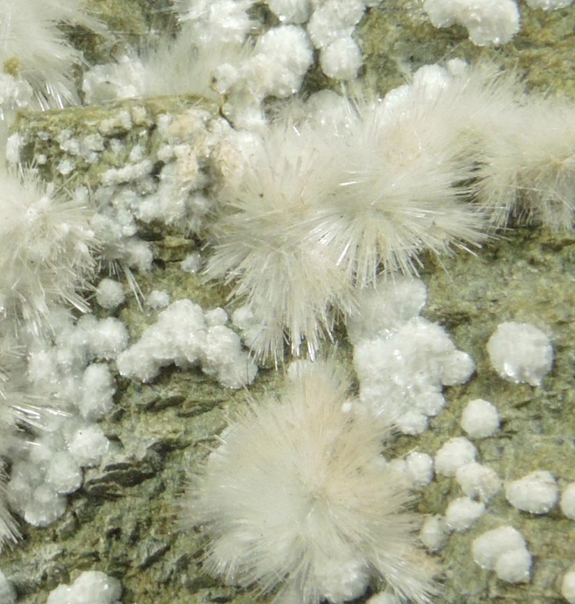 Detail view of mineral Artinite and Hydromagnesite for sale from Spring Street at Medford Road, Staten Island, New York City, Richmond County, New York