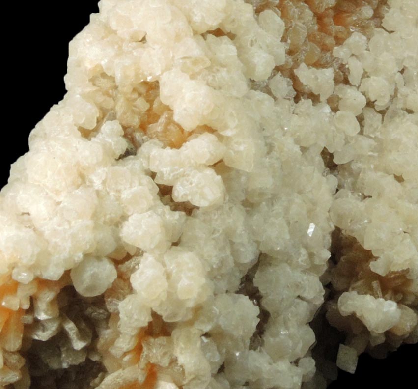 Detail view of mineral Stilbite-Ca and Calcite with minor Pyrite for sale from 700' level, Sta.167, Queens Tunnel of NYC Water Tunnel #3, Woodside, Queens, New York City, Queens County, New York