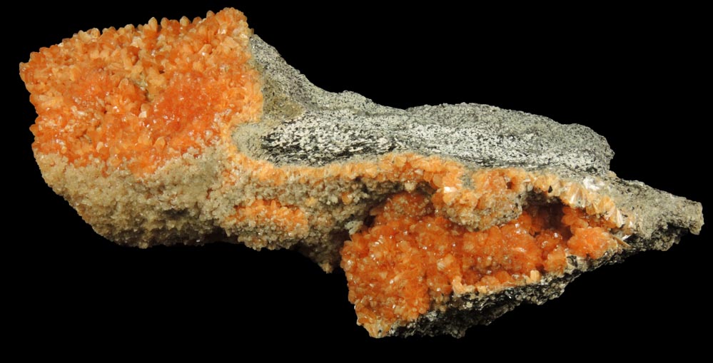 Detail view of mineral Stilbite-Ca and Calcite for sale from Water Tunnel No.3 under Manhattan Island, New York City, New York County, New York