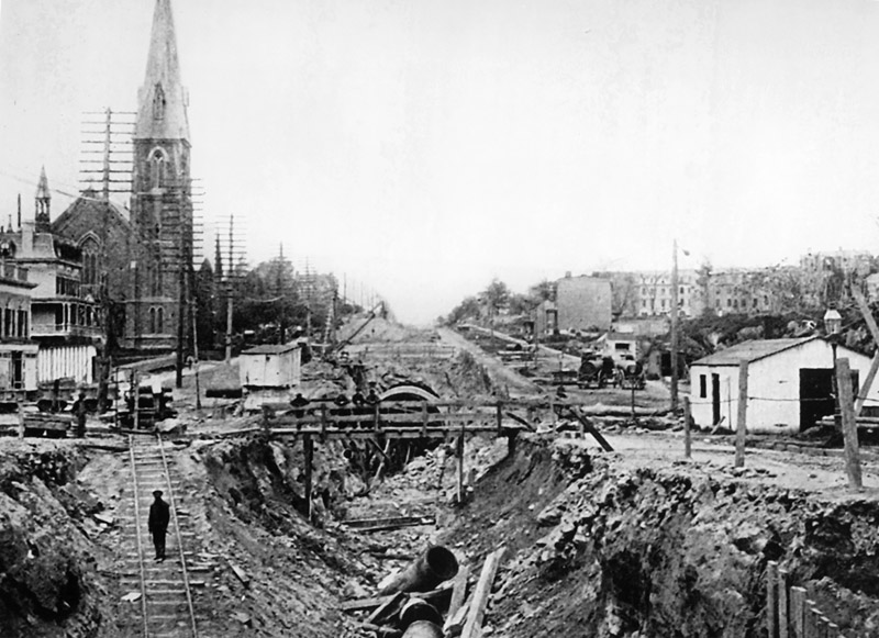 The Minerals of New York City: Subway construction in 1901 underneath Broadway at 155th Street in Manhattan. 