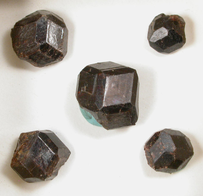Almandine garnet crystals 7-14 mm across from 65th Street Broadway, Manhattan 