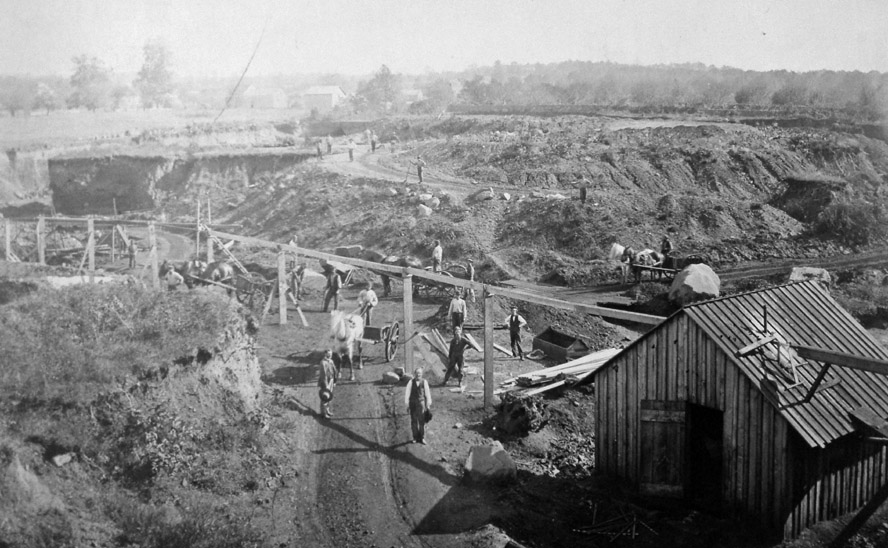 The Minerals of New York City: Richmond Iron Mining Company mine on Staten Island from a company photograph taken in 1881. 