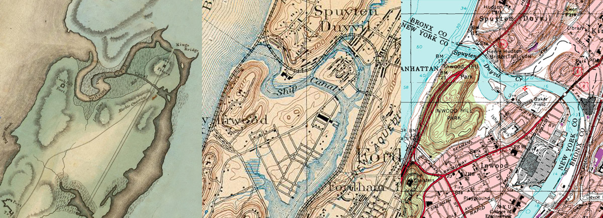The Minerals of New York City: Comparison of the Bolton Canal (1832) left, the expansion of the Harlem Ship Canal 