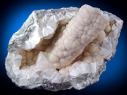 Mineral Specimens: Pectolite with Calcite and Prehnite from Millington Quarry, Millington, New Jersey