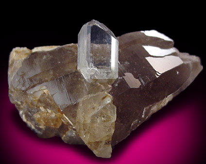 Topaz on Smoky Quartz from Klein Spitzkoppe, 56 km WNW of Usakos, Erongo region, Namibia