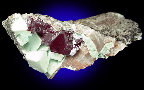 Cuprite on Chrysocolla from Dikuluwe Mine, 155 WNW of Lubumbashi, Katanga Copperbelt, Lualaba Province, Democratic Republic of the Congo