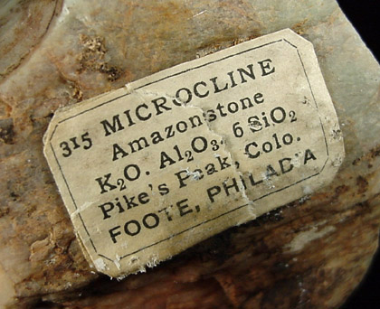 Microcline var. Amazonite from Pike's Peak Batholith, El Paso County, Colorado