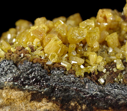 Mimetite on Cesarolite from Guatomo Mine, near Tham Thalu, south of Hat Yai, Yala Province, Thailand