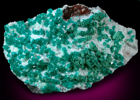 Dioptase with Duftite on Calcite from Tsumeb Mine, Otavi-Bergland District, Oshikoto, Namibia (Type Locality for Duftite)