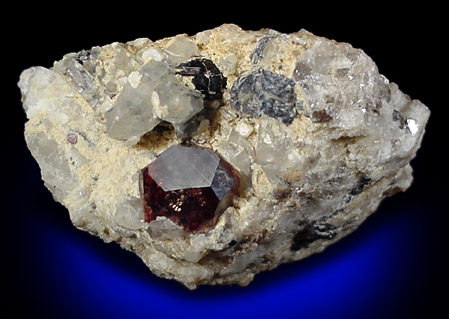 Spessartite Garnet, Quartz, Schorl from Shengus, Skardu Road, Gilgit-Baltistan, Pakistan