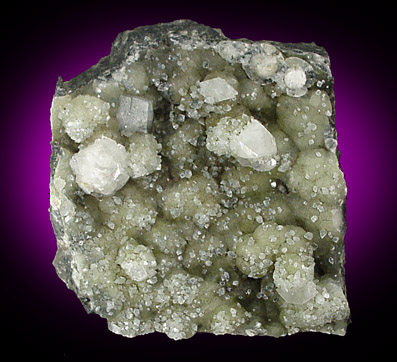 Apophyllite on Prehnite from O and G Industries Southbury Quarry, Southbury, New Haven County, Connecticut