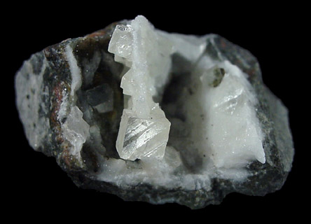 Calcite on Prehnite from O and G Industries Southbury Quarry, Southbury, New Haven County, Connecticut