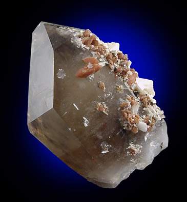 Bertrandite and Rhodochrosite on Smoky Quartz from Kara Oba (Dzhambul), Betpakdala Desert, Karaganda Oblast', Kazakhstan