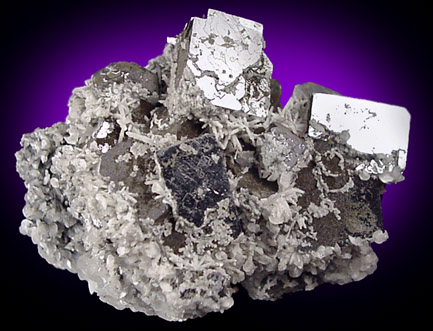 Galena, Calcite and Quartz from Nikolaevskiy Mine, Dalnegorsk, Primorskiy Kray, Russia