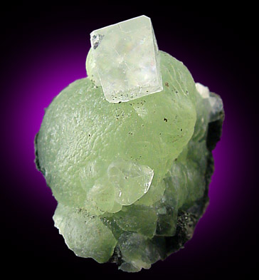 Calcite on Prehnite from O and G Industries Southbury Quarry, Southbury, New Haven County, Connecticut