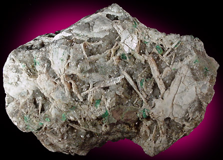 Malachite on Barite from Cheshire Barite Mine, Jinny Hill Road, Cheshire, New Haven County, Connecticut
