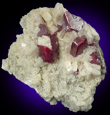 Cinnabar on Calcite from Tien Mine, Hunan, China