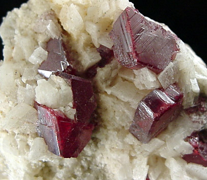 Cinnabar on Calcite from Tien Mine, Hunan, China