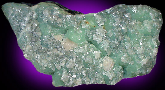 Hydroxyapophyllite-(K) (formerly apophyllite-(KOH)) on Prehnite from Centreville, Virginia