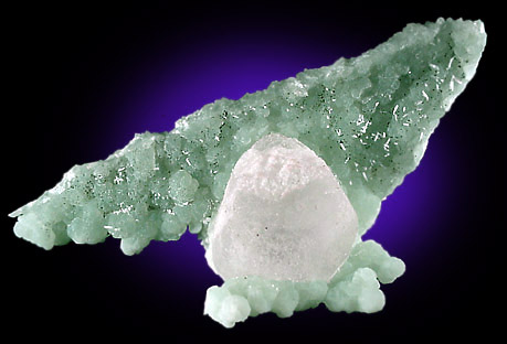 Calcite on Prehnite from Upper New Street Quarry, Paterson, Passaic County, New Jersey