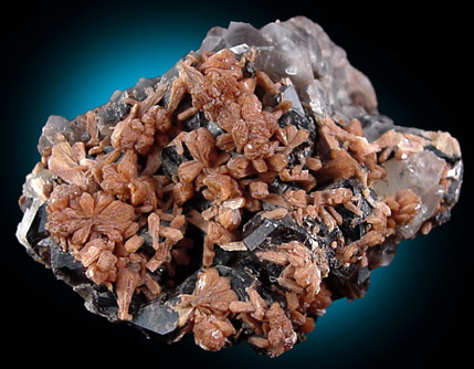 Stilbite on Smoky Quartz from Houdaille Quarry (Consolidated Quarry), Little Falls Twp., north of Montclair State University, Essex County, New Jersey