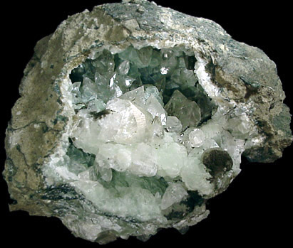 Calcite on Prehnite from Millington Quarry, Bernards Township, Somerset County, New Jersey