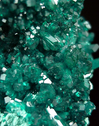 Dioptase on Chrysocolla from Omaue, Kaokoveld, Namibia