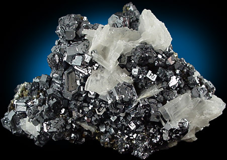 Barite on Galena from Huaron Mine, Ancash Province, Peru