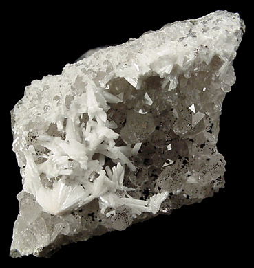 Pectolite on Quartz from Prospect Park Quarry, Prospect Park, Passaic County, New Jersey