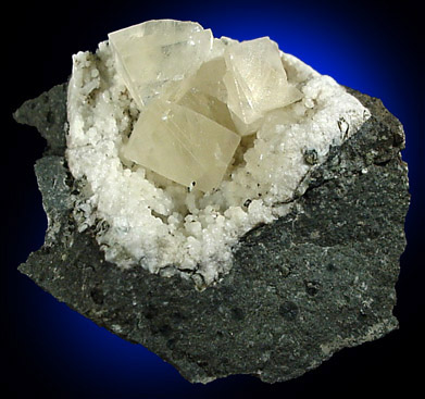 Calcite on Quartz from Millington Quarry, Bernards Township, Somerset County, New Jersey