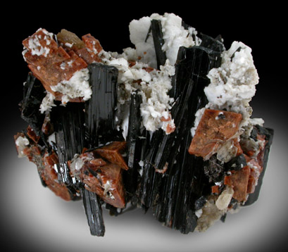 Rhodochrosite, Aegirine, Albite from Poudrette Quarry, Mont St. Hilaire, Qubec, Canada