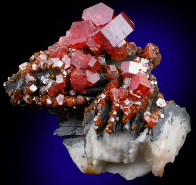 Vanadinite on Barite from Mibladen, Haute Moulouya Basin, Zeida-Aouli-Mibladen belt, Midelt Province, Morocco