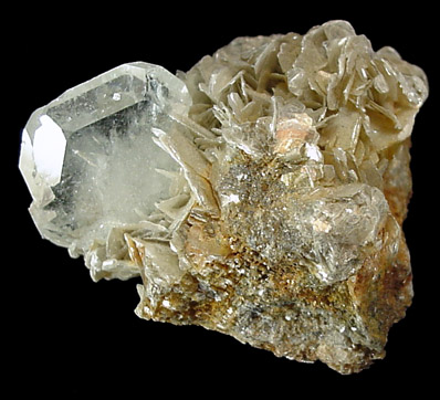 Beryl var. Aquamarine on Muscovite from Pingwu, Sichuan Province, China