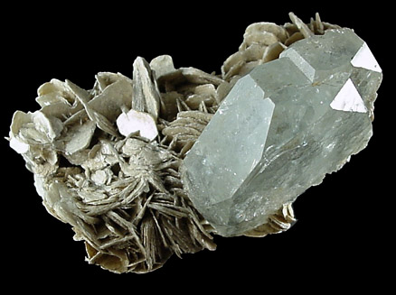 Beryl var. Aquamarine on Muscovite from Pingwu, Sichuan Province, China