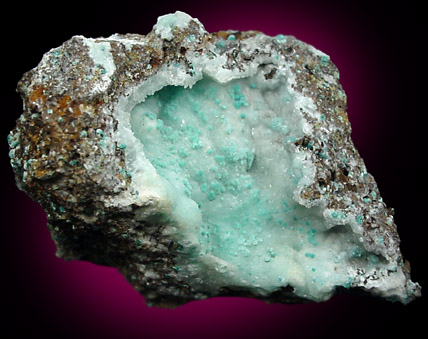 Aurichalcite on Calcite from Omega Mine, Helvetia, Arizona