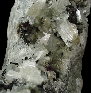 Pectolite and Fluorite from Mont Saint-Hilaire, Qubec, Canada