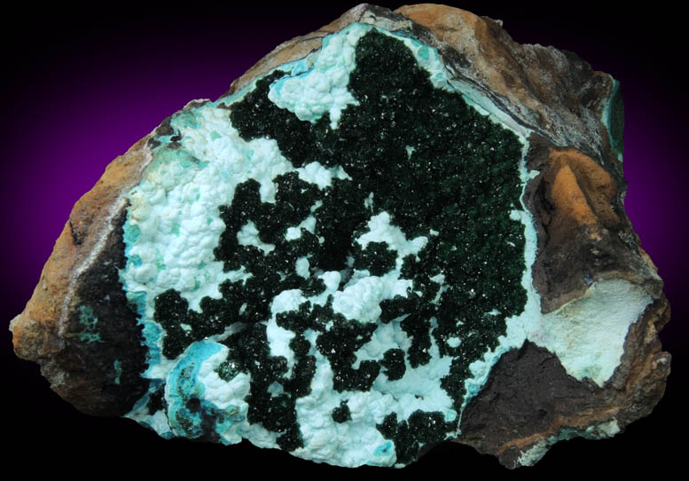 Malachite on Chrysocolla from Lubumbashi, Katanga Copperbelt, Haut-Katanga Province, Democratic Republic of the Congo