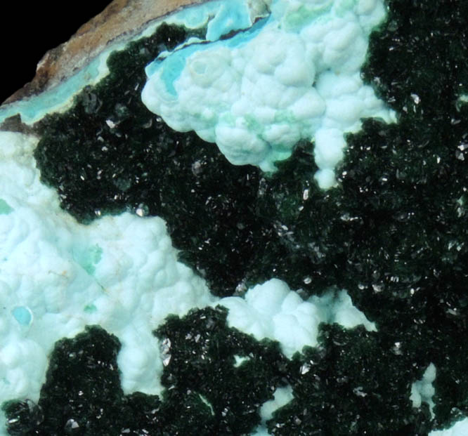 Malachite on Chrysocolla from Lubumbashi, Katanga Copperbelt, Haut-Katanga Province, Democratic Republic of the Congo