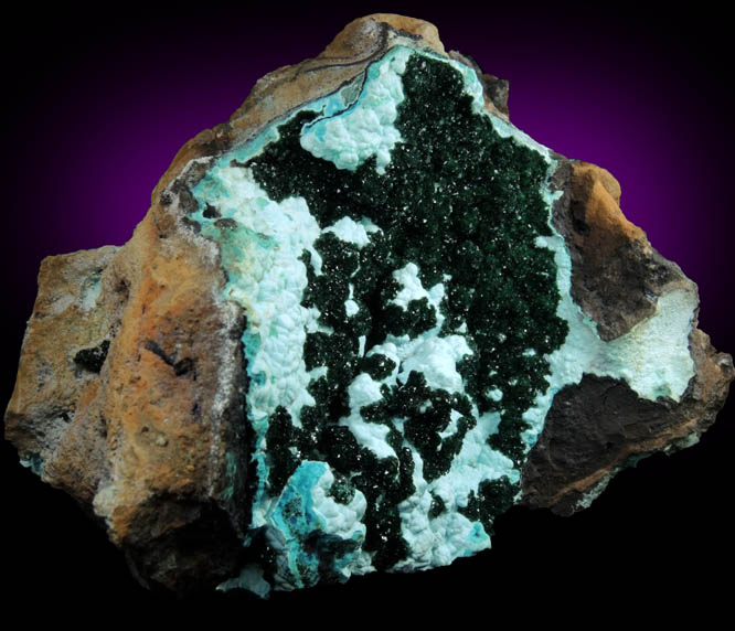 Malachite on Chrysocolla from Lubumbashi, Katanga Copperbelt, Haut-Katanga Province, Democratic Republic of the Congo