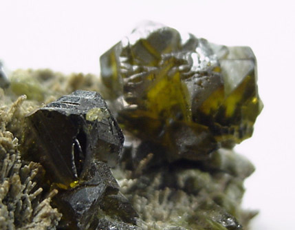 Sphalerite on Johannsenite from Iron Cap Mine, Graham County, Arizona