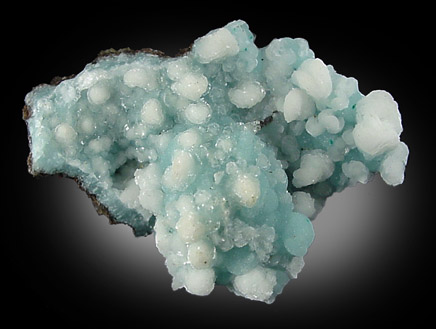 Calcite on Hemimorphite from 300 Stope, 79 Mine, Hayden, Gila County, Arizona