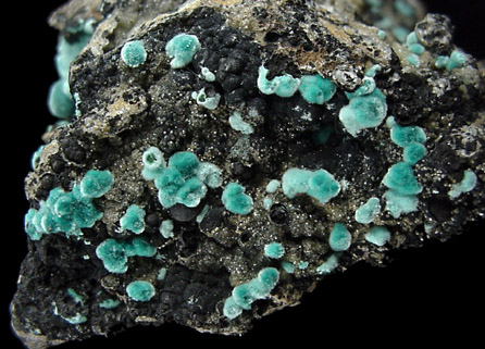 Rosasite on Smithsonite from Silver Hill Mine, Pima County, Arizona