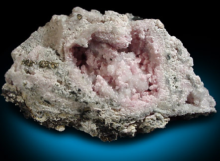 Rhodochrosite, Pyrite, Quartz from Huaron, Peru
