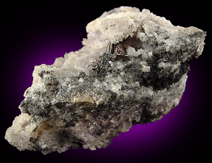 Silver on Amethystine Quartz from Bulldog Mine, Creede, Mineral County, Colorado