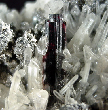 Huebnerite on Quartz from Sweet Home Mine, Alma, Colorado