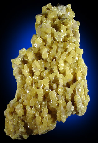Sulfur on stalactitic Calcite from Miniera Racalmuto, Agrigento, Sicily, Italy