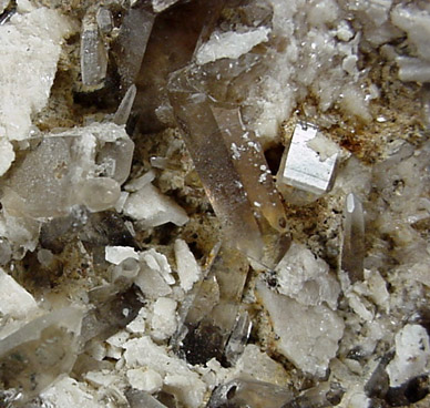 Quartz var. Smoky Quartz on Albite from North Moat Mountain, Bartlett, New Hampshire