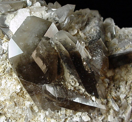 Smoky Quartz on Albite from North Moat Mountain, Bartlett, New Hampshire