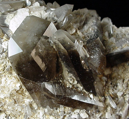 Quartz var. Smoky Quartz on Albite from North Moat Mountain, Bartlett, New Hampshire